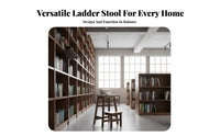 Two-Way-Purpose Solid Wood Ladder Stool Space-Saving Solid Wood Step Ladder Stable & Secure Wooden Folding Step Stool High Load Capacity for Homeowners, Seniors, Kitchen, Living Room, Closet, Library