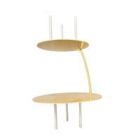 Gold-Toned 2-Tier Cake Stand Painted Metal Cake Stand Round Elegant for Party Planners, Bakers, Weddings, Parties