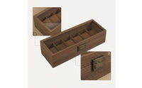 Watch Organizer with Glass Lid Wooden Timepiece Organizer Storage Box with Glass Lid Wood-Grain for Collectors, Dresser, Bedside Table, Retail Counter