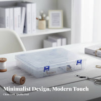 Clear Multi-Grid Storage Case See-Through Construction Multi-Grid Storage Box Portable Clear Compartment Case for Jewelry Makers, Crafters, Garage