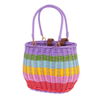 Wicker Bike Basket Rainbow Front Bike Basket for Young Children, Tricycles