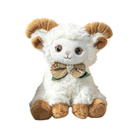 Sitting Lamb Stuffed Fluffy Lamb Doll with Bow Huggable for Children