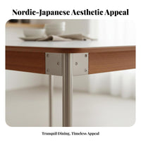 Retro Design Rectangular Dining Table Set Space-Saving Rectangular Wood-Top Table with Metal Legs Modern Design Household Furniture Easy to Clean for Small Apartment Dwellers, Homeowners, Young Adults, Kitchen, Break Premium-Grade T Nook, Living Room