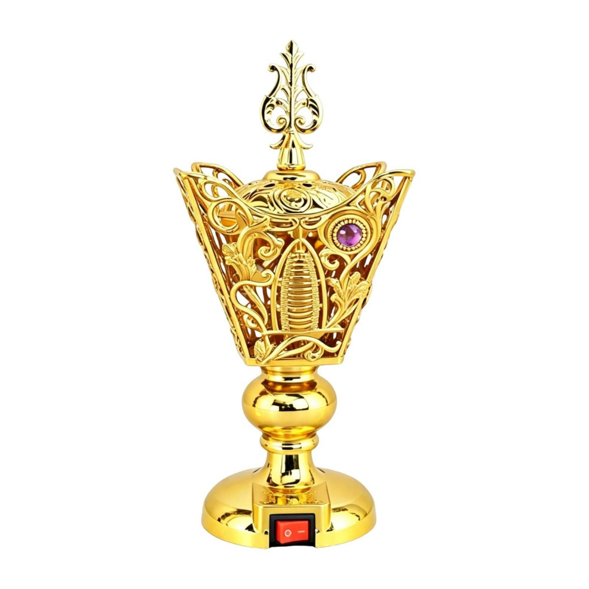 Gold Hollow Pattern Incense Burner Set for Home Decor