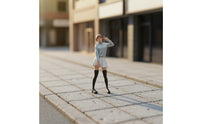 1:64 Scale Female Figure 3D Printed JK Style Mini Figurine Hand Painted Model Car Scene Figure for Hobbyists, Collectors