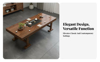 Water Drainage System Solid Wood Gongfu Tea Table Elegant Design Chinese Design Tea Table Set Thick Tabletop Home Furniture Traditional Craftsmanship for Asian Culture Enthusiasts, Office Professionals, Homeowners, Living Room, Reception Area, Balcony