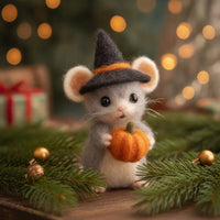 Felted Holiday Mouse Ornament Decorative Felt Mouse Figurine Cute Whimsical for Collectors, Tabletop Display