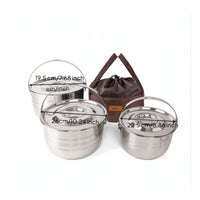 Camping Cookware Set Stainless Steel Camping Pots and Pans Space-Efficient-Saving Cookware with Lids for Campers, Backpackers, Picnics