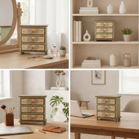 Tabletop Storage Cabinet Vintage Desktop Organizer Tabletop Cabinet Hand-Painted Drawer Organizer Compact for Women, Vanity