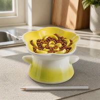 Ceramic Flower Pet Bowl Elevated Slow Feeder for Cats and Dogs Anti-Vomit Anti-Choke