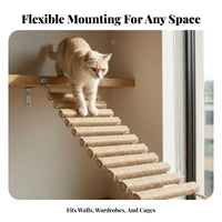 Claw Grinding Sisal Rope Cat Bridge Multi-Functional Sisal Cat Scratcher Ladder Encourages Natural Instincts Pet Climbing Toy Easy Installation for Cats, Kittens, Small Pets, On Walls, Living Room, Indoors