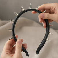 Goth Studded Headband Edgy Headband with Spikes Rock Hairband Slim for Parties, Fashion Shoots