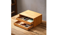 Solid Wooden Desk Organizer with Drawers Sturdy Desktop Organizer with Drawers Long-Lasting Storage Box Smooth for Office