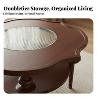 Two-Tier Design Petal-Shaped Coffee Table Retro Aesthetic Home Furniture Space-Saving Sturdy Construction for Apartment Dwellers, Homeowners, Families with Children, Living Room, Small Areas, Lounge Area, Office