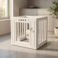 White Dog Playpen Fence Plastic Indoor Dog Fence Snap-Together Freestanding Pet Gate Lockable Door for Household Use