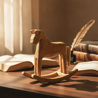 Wooden Rocking Horse Hand-Carved Rocking Horse Figurine Farmhouse for Shelf