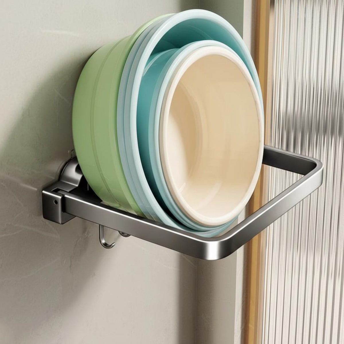 Suction Basin Rack Wall Mounted No-Drill Folding Organizer