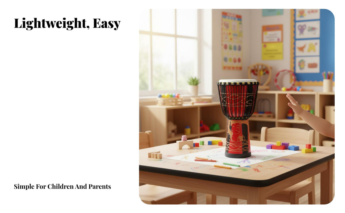 Easy to Learn children's Djembe Portable Musical Toy Learning Instrument Hand Percussion Lightweight for Beginners, Toddlers, Music Lovers, Kindergarten, Playroom, Parties, Festivals