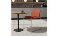 Mid-Century-Century Modern Upholstered Sled Base Chair Soft Padded Backrest Bauhaus Design Dining Chair Seating Furniture for Cafe