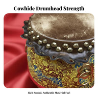 Cowhide Drumhead Lion Dance Drum Traditional Design Chinese Lion Dance Drum Long-Lasting Percussion Instrument Handmade for Beginners, Cultural Performers, Practice Sessions, Stage Performances, Holiday Celebrations, Music Class