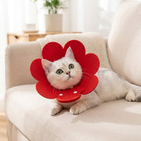 Pet Cone for Neck Recovery, Soft Felt Material for Post-Surgery, Adjustable Anti-Lick Guard in Cartoon Style