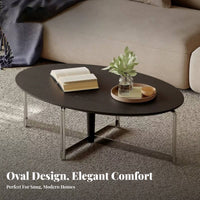 Minimalist aesthetic doublelevel Oval Accent Piece mid-centuryera Modern Aesthetic Coffee Table Space-Saving Living Room Furniture Sturdy Construction for Apartment Dwellers, Interior Design admirers, Office Managers, Lounge Area