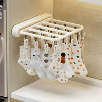 Wall Mounted Clothes Drying Rack Easy to Install Clothes Drying Rack with Sock Clips Lightweight Rust-Resistant for Balcony