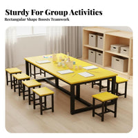 Kindergarten Craft Table and Stool Set Strong Load-Bearing Colorful Classroom Desk Thickened Steel Frame Children's Craft Activity Table for Playroom
