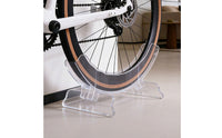 Clear Bike Rack with Adjustable Tire Slots Indoor Acrylic Bike Stand Modern Two-Wheeler Parking Stand Stable for Cyclists, Commuters, Garage