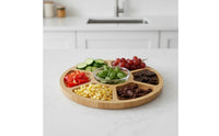 Charcuterie Board with Compartments Round Serving Board with Compartments Divided Serving Platter Multi-Compartment Elegant