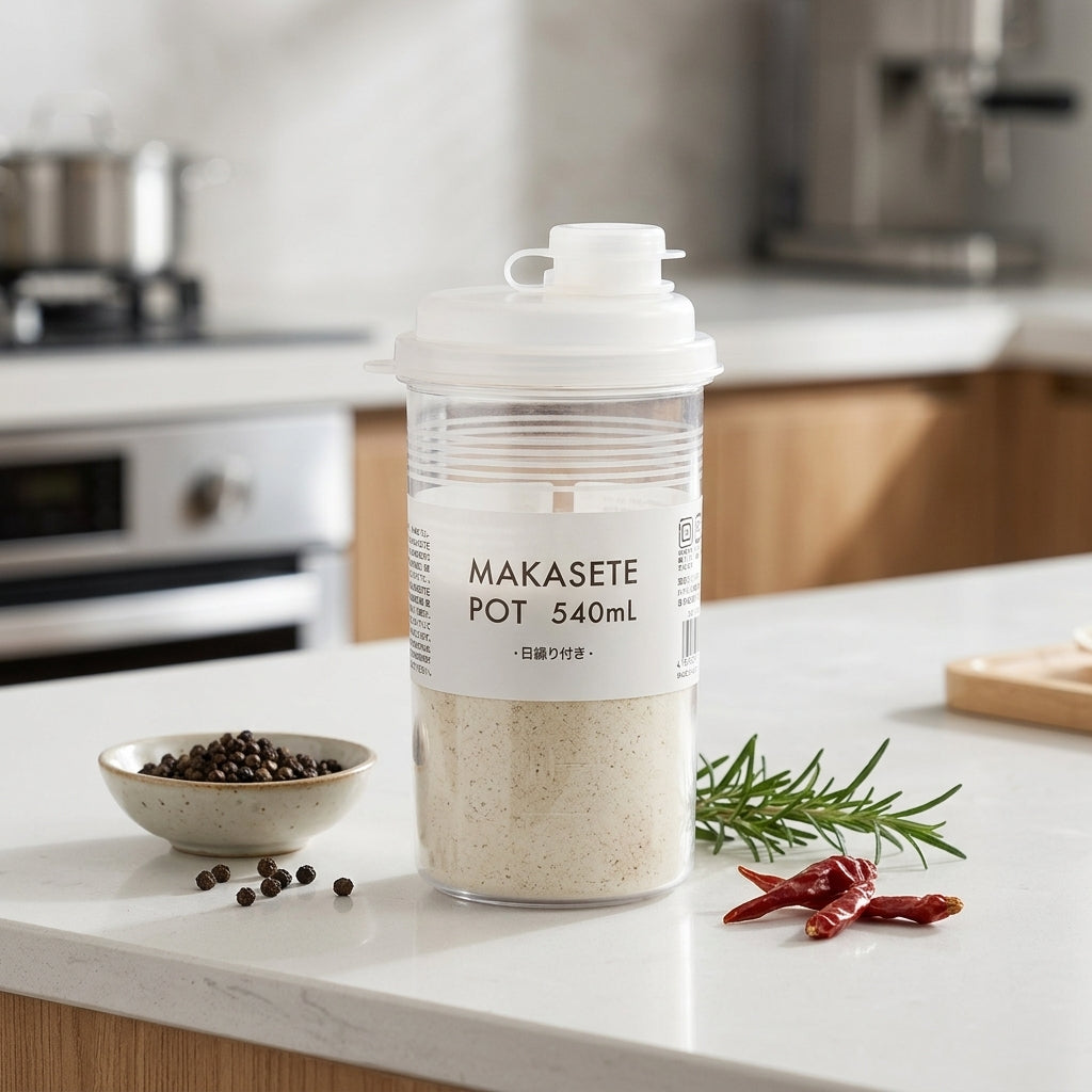 Tabletop Seasoning Container, Airtight, Spice Bottle, 540ml, Transparent, Plastic, One-Hand Operation, Outdoor Compatible