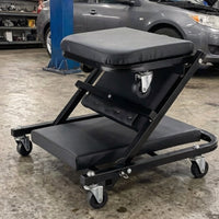Folding Technician Stool Heavy-Duty Steel Frame Rolling Technician Stool Full Rotation Casters Creeper Seat for Mechanics