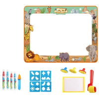Reusable Water Doodle Mat with Templates Soft Water Drawing Mat with Pens Foldable Toy Travel-Friendly for Children, Toddlers, Home