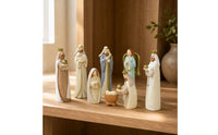 8 Pieces Nativity Scene Figurines Tabletop Nativity Set Resin Decorations for Mantel, Bookshelf