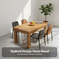 Solid Wood Dining Table Set Rounded Corners Rectangular Wood Dining Set Easy to Clean Rectangular Kitchen Table and Chairs for Hosts, Home, Restaurant
