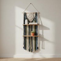 Handmade Macrame Hanging Shelf Double Layer Macrame Wall Shelf Cotton Rope Tassel Wall Organizer Tassels for Living Room, Bedroom, Nursery