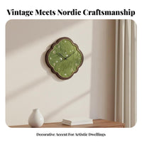 High Quality Texture Green Landscape Clock Quartz Movement Retro Artistic Wall Clock Ideal Gift Easy to Read for Interior Design Enthusiasts, Homeowners, Living Room, Bedroom, Office, Kitchen