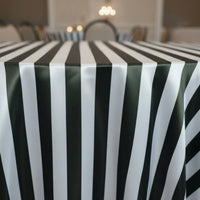 Thickened Black and White Striped Tablecloth Luxury Aesthetic Rectangular Striped Table Cover Printed Design Polyester Tablecloth Elegant for Hotel, Meeting Room, Party, Christmas