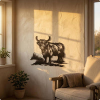 Scottish Cattle Silhouette Metal Art Farmhouse Shaggy Cow Wall Decoration Lightweight
