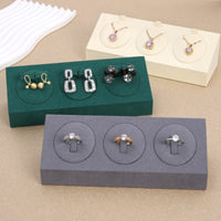 Upright Tabs Locket Stand Three-Slot Jewelry Display Stand Suede-Like Retail Fixture Rectangular