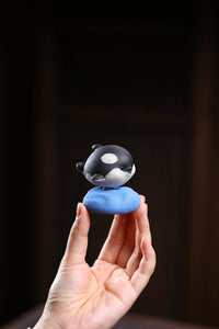 Yixing Purple Clay Tea Pet - Spinning Whale Figurine