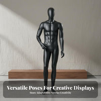 Full Body Male Mannequin Modern Design Matte Black Display Mannequin Realistic Proportions men's Clothing Display Stand for Window Displays, Showrooms