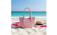 DIY Accessories EVA Tote Bag Customizable with Charms Waterproof Beach Tote Lightweight Perforated Charm Bag Easy to Clean for Girls, Poolside, Vacation, Shopping