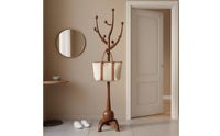 Multi-Hook Solid Wood Hat and Coat Stand Stable Base Entryway Standing Hanger Polished Finish Wooden Coat Tree for Bedroom, Office