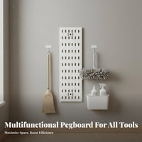 Wall Mount Pegboard Multi-Functional Tool Organization Board Space Saving Drill Storage Panel for Renters, Homeowners, Garage, Utility Room, Shed