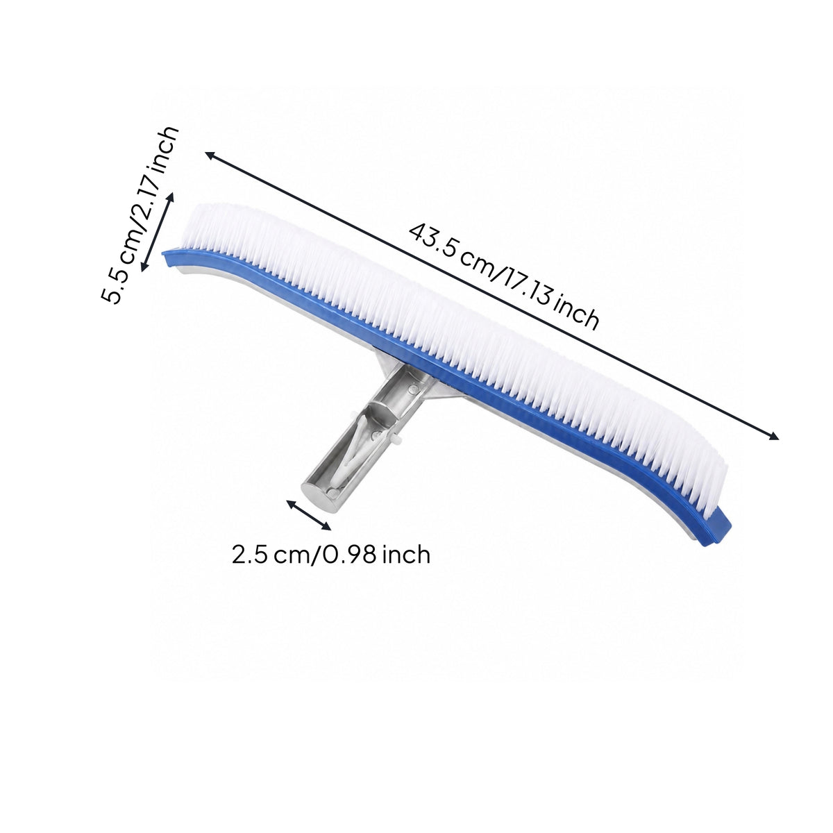 Curved Pool Brush Long-Lasting Pool Brush with Aluminum Back Deep Clean