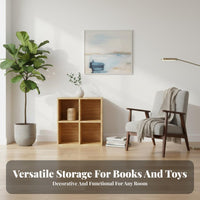 Large Capacity Solid Wood Bookcase Versatile Use Solid Wood Bookshelf Accessible Design Wooden Grid Shelf Strong Load-Bearing for Children, Homeowners, Kindergarten, Living Room, Playroom, Bedroom