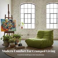 Light Luxury Design Armless Tufted Lounger High-Resilience Foam Lounge Chair Ergonomic Design Leisure Sofa Skin-Friendly Textile for Apartment Dwellers, Homeowners, Small Areas, Living Room, Bedroom, Reading Nook