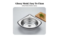 Stainless Steel Triangle Sink Space Saving Stainless Steel Triangle Basin Easy to Clean Angled Kitchen Sink for Homeowners, Small Areas, RV, Washroom