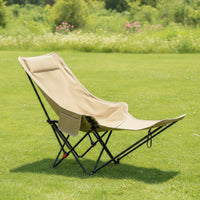 Foldable Lounge Chair with Headrest and Leg Rest Adjustable Reclining Chair Portable Reclining Lounge with Carrying Bag for Office Naps